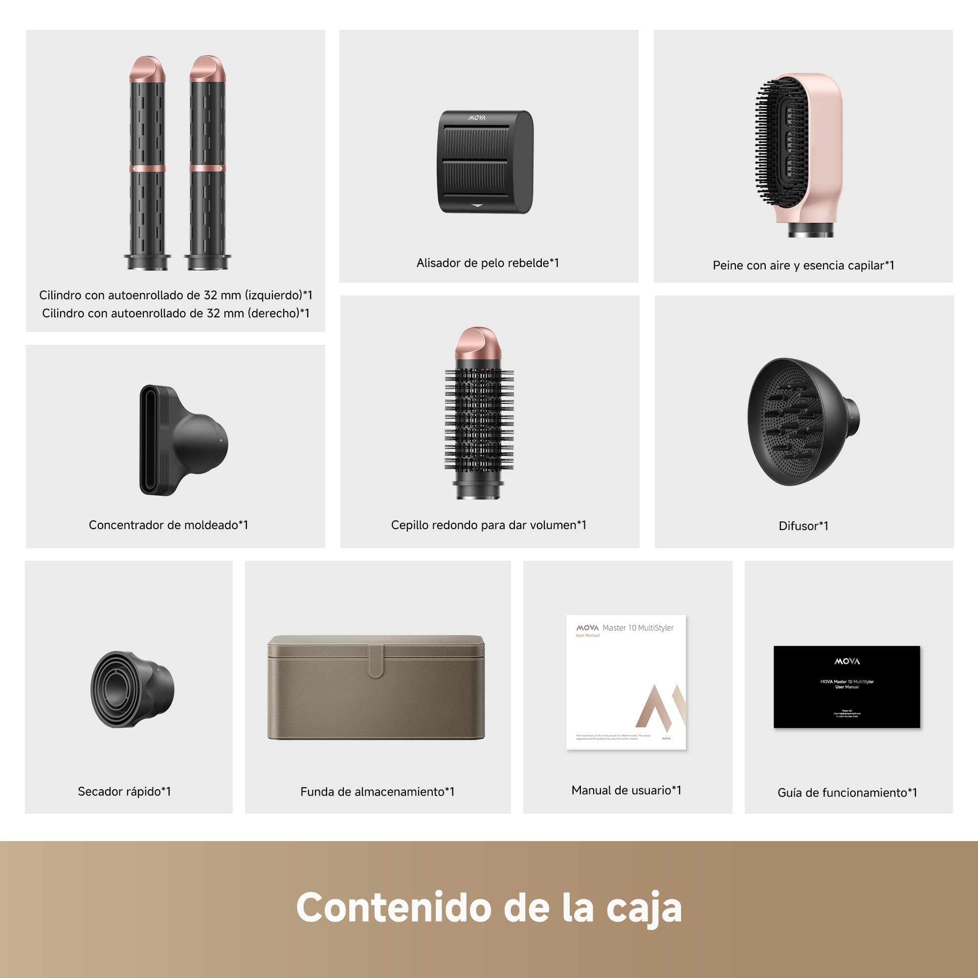 MOVA Master 10, secador de pelo y moldeador 7 en 1 para rizar | cuidado del cabello con esencia, reconocimiento inteligente de boquillas, todo en uno con estuche de almacenamiento