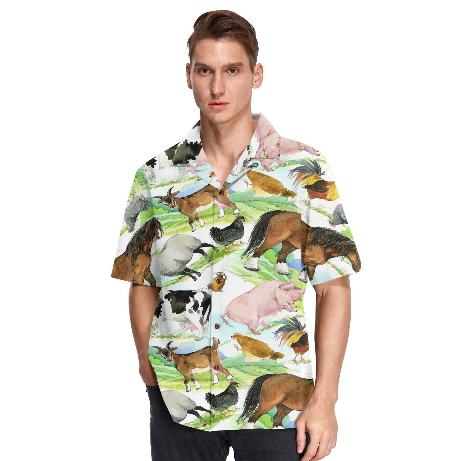 Youjuner Men's Multicoloured Short Sleeve Cute Dinosaur Bones Hawaiian Shirt Short Sleeve, Button Down Casual Beach Shirts Summer Shortsleeve