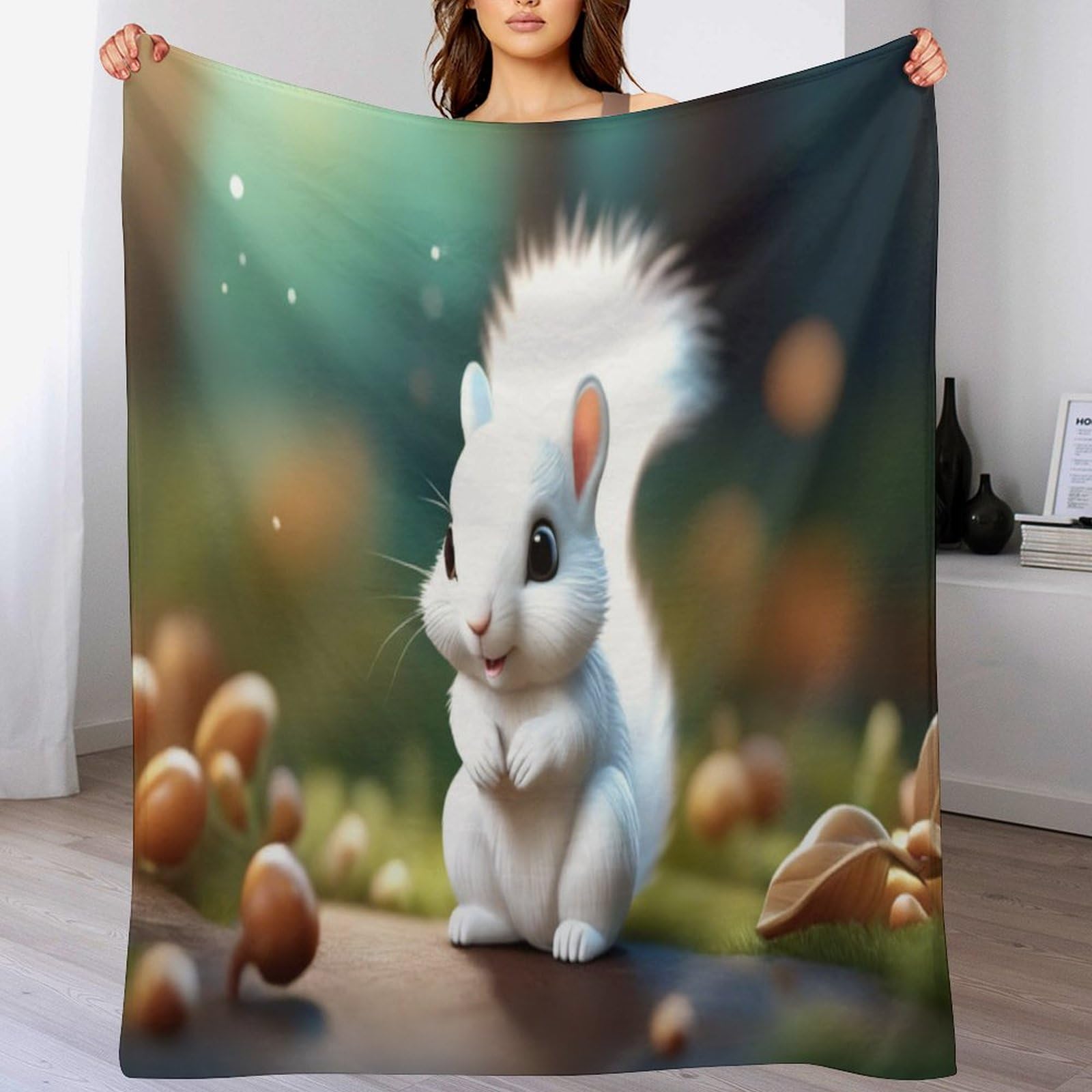 Couverture écureuil mignon en flannel douce 150x200cm pour des moments cocooning