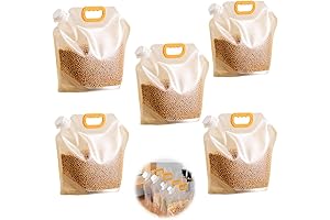 5pcs Reusable, Moisture-Proof Grain Storage Bags with Stand-Up Design, Handles, and Caps