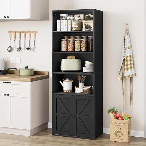 Miniatura 5 de IDEALHOUSE Estantería industrial blanca con puertas de 11.8 pulgadas de profundidad, estantes de almacenamiento de 71.4 pulgadas de alto, estantes