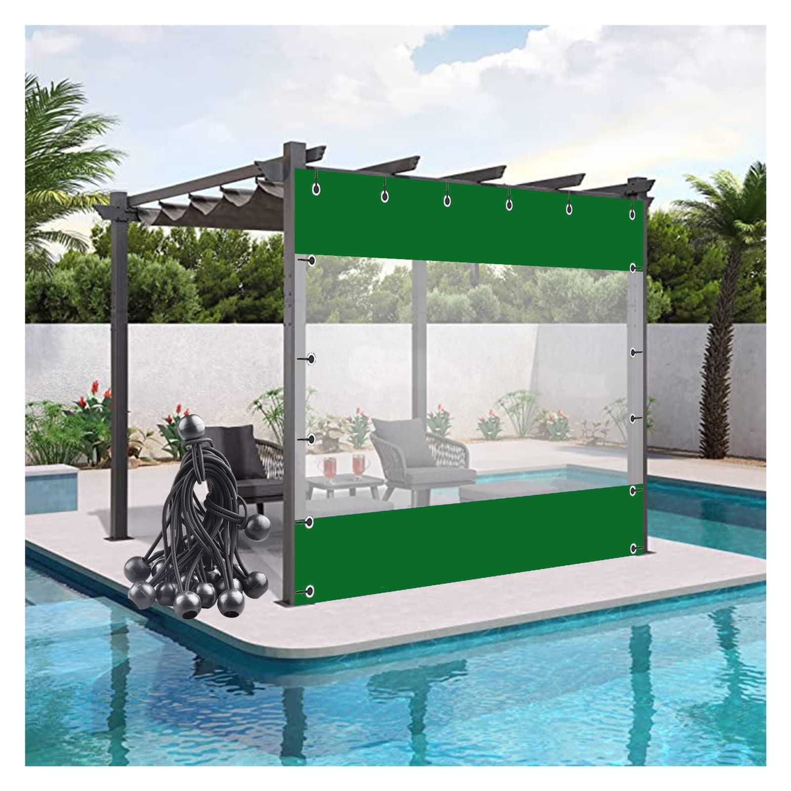 GJZQDKX Waterproof Outdoor Curtains PVC Clear Tarp with Rustproof Grommets WeatherResistant for Terraces & Pavilions 3x2.5m/9.84x8.2ft