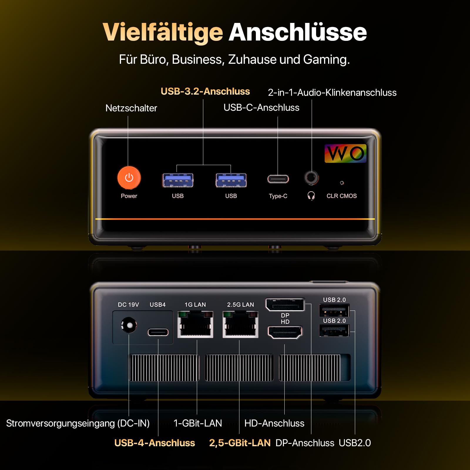 PELADN Mini PC Gaming, Ryzen 5 7640HS (Upgraded 6600H/6800H, up to 5.0GHz), 16GB DDR5 1TB SSD, Dual LAN, Quad Display, Mini Desktop Computer, WiFi6/BT5.2/USB4/USB3.2/DP/HD, for Home, Office & Gaming