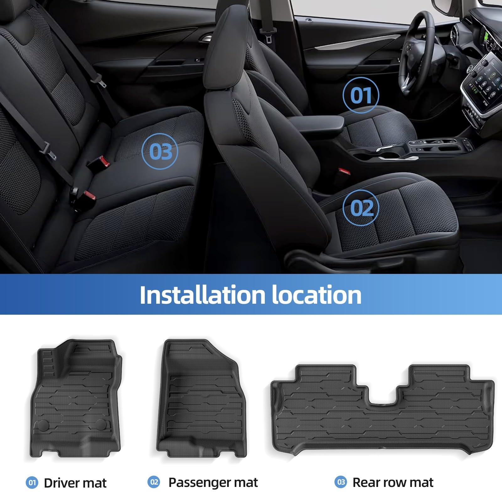 maty samochodowe Pasuje do Chevrolet Chevy Bolt EV 2022 2023 2024 dywaniki samochodowe mata wyłożenia podłogi bagażnika podkładka(Bolt EV LHD 3PCS)