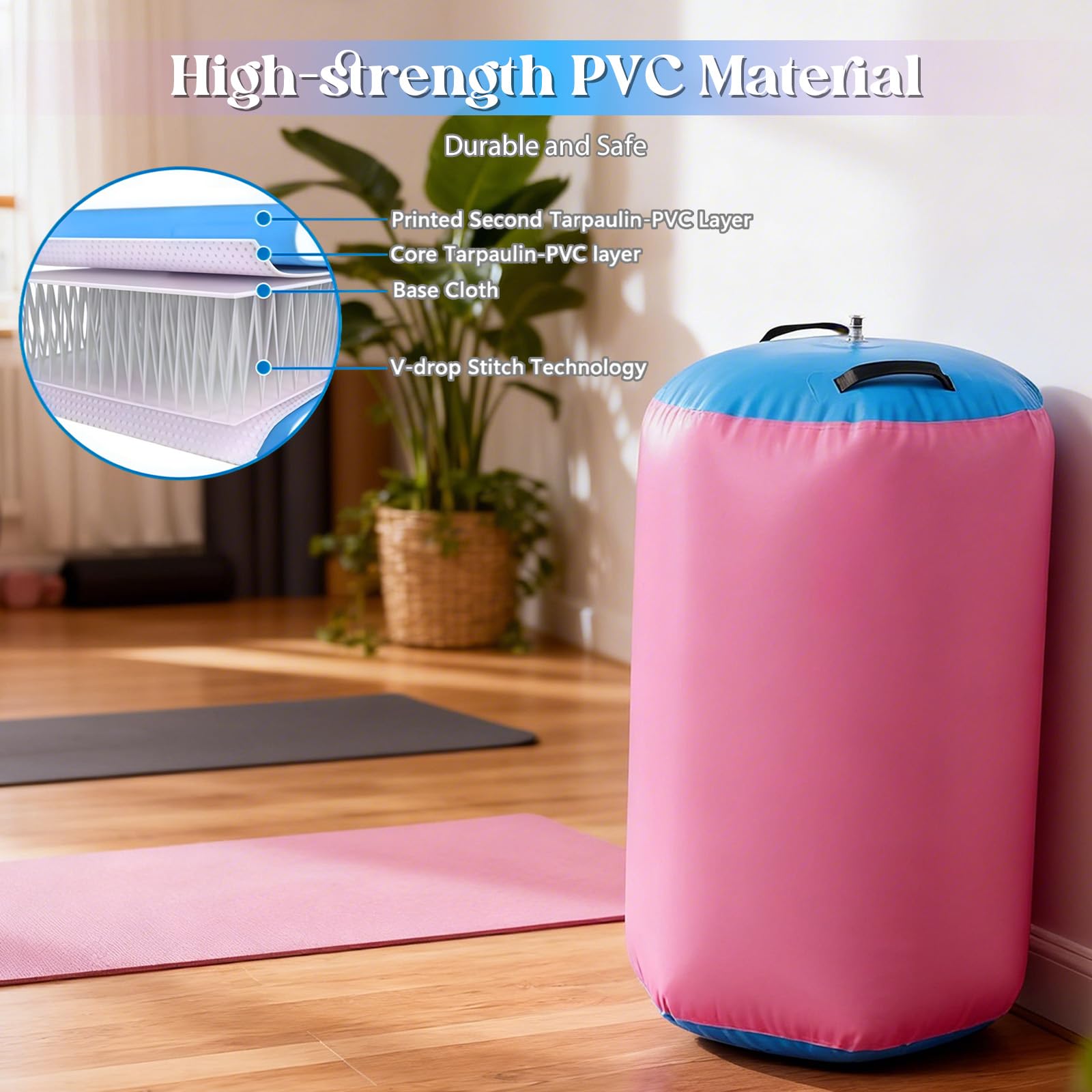 Rollo de aire inflable de PVC para yoga fitness con bomba