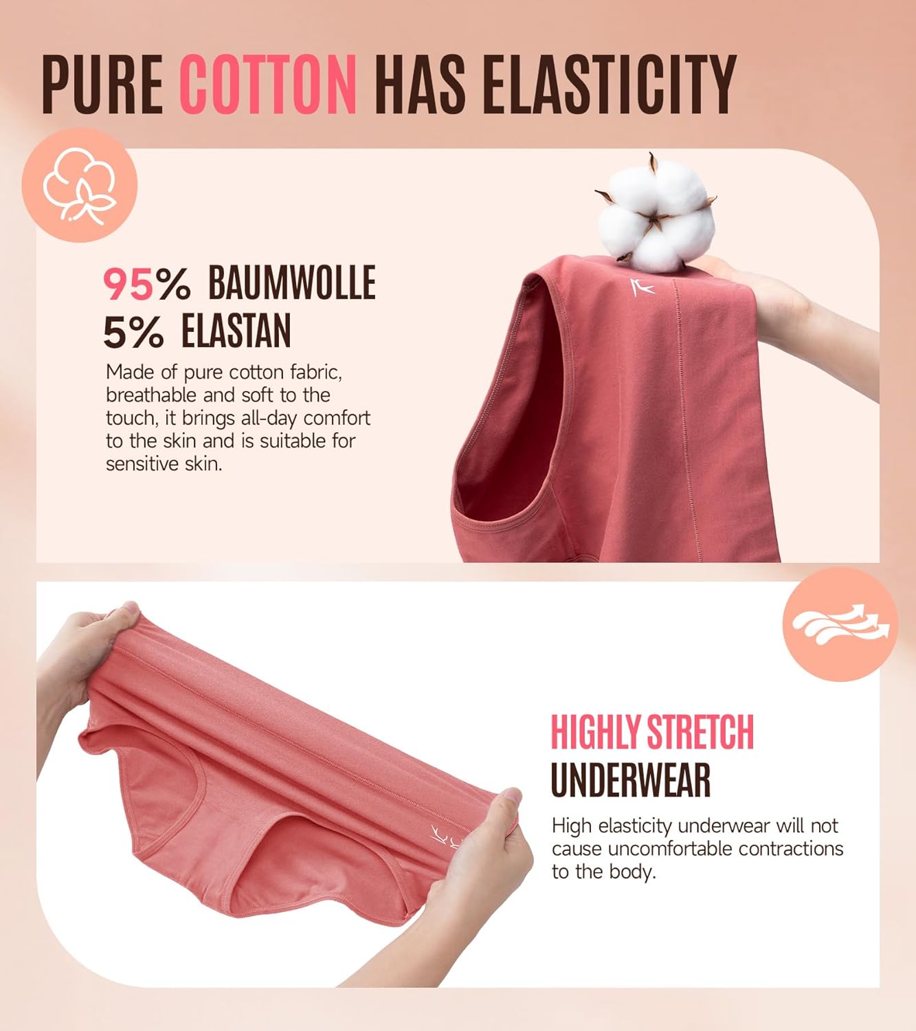 Women's Cotton Underwear High Waisted Underwear Soft Briefs Full Coverage Ladies Panties 5 Pack(Regular & Plus Size) - Image 5