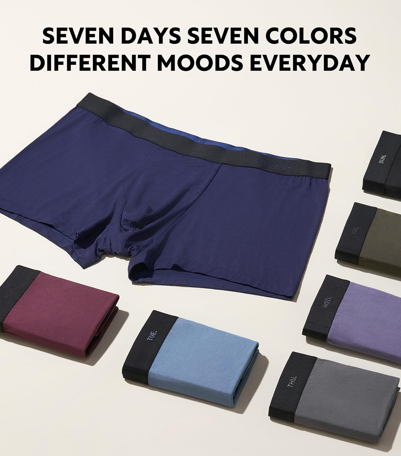 DAVID ARCHY Mens Trunks Underwear Bamboo Rayon 7-Pack, Breathable & Cool Boxer Briefs with Support Pouch - Image 5