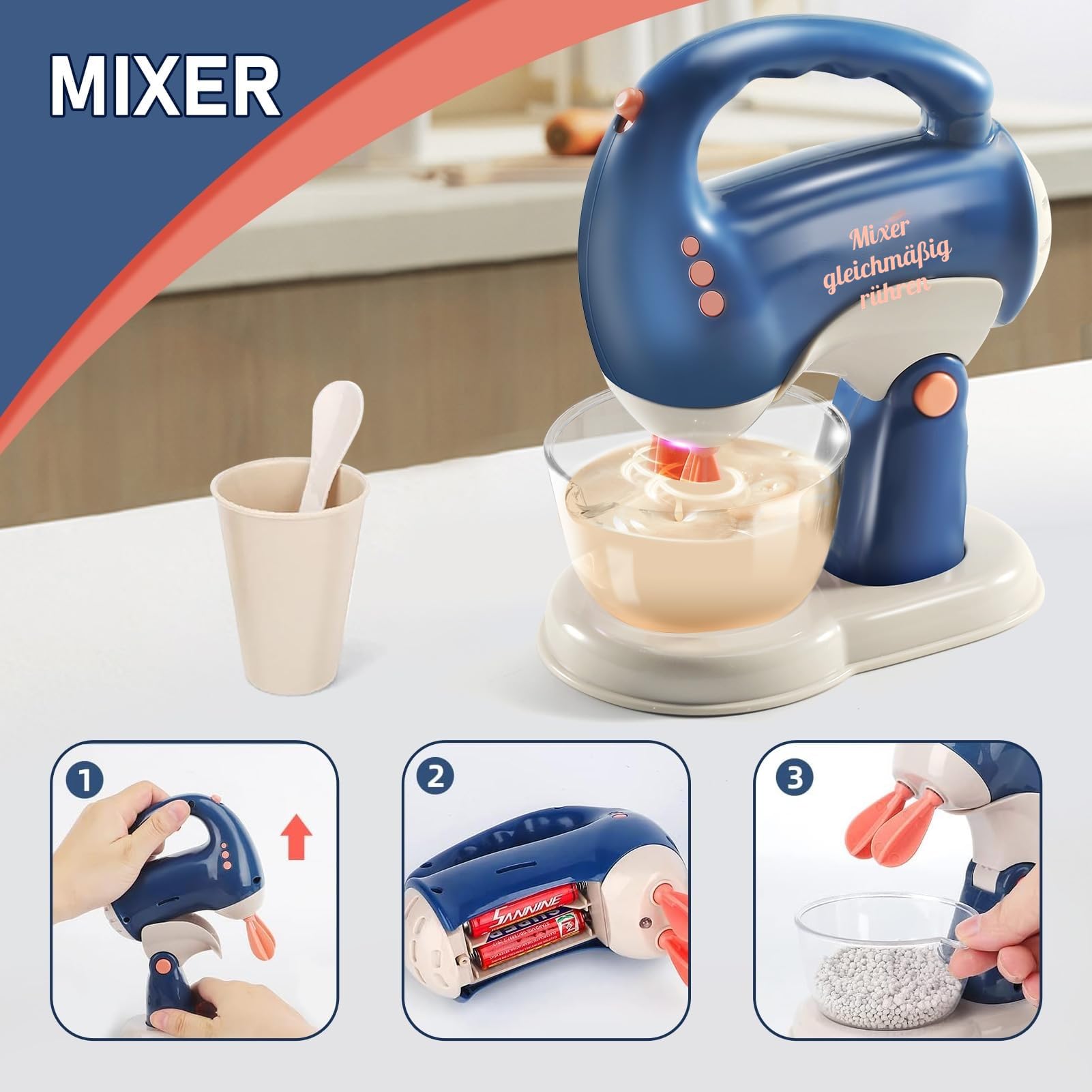 LOVE LIFE Küchengeräte Spielzeug Set,Küchenmaschine Kinder Set Mit Mixer,Toaster,Kaffeemaschine,Rührgerät mehr，Ideales Rollenspiel Geschenk für Mädchen und Jungen ab 3 Jahren