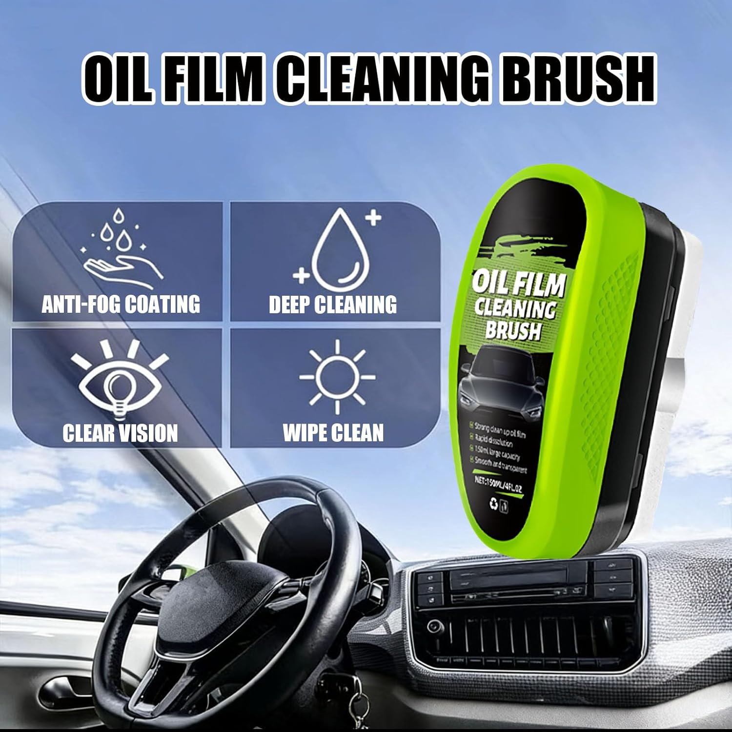 Automotive Oil Film Cleaning Brush，clear vision，Green Oil Film Wipe，For automotive glass/leather cleaning (3)