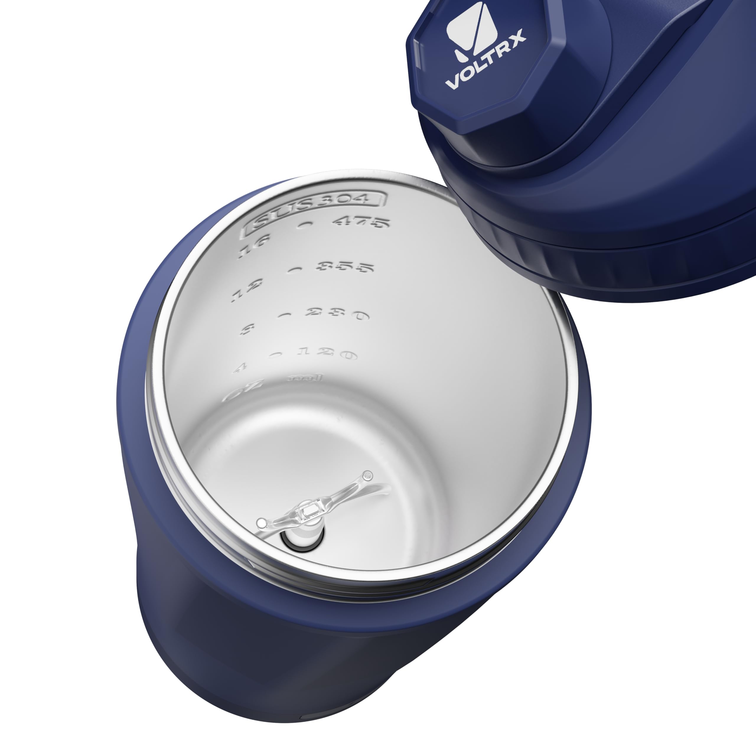 VOLTRX ChillMix Shaker Butelka Izolowana ze Stali Nierdzewnej - USB C Ładowalny Elektryczny Mikser do Koktajli Proteinowych, Shakery do Koktajli Białkowych i Suplementów Odżywczych, Chrome Steel