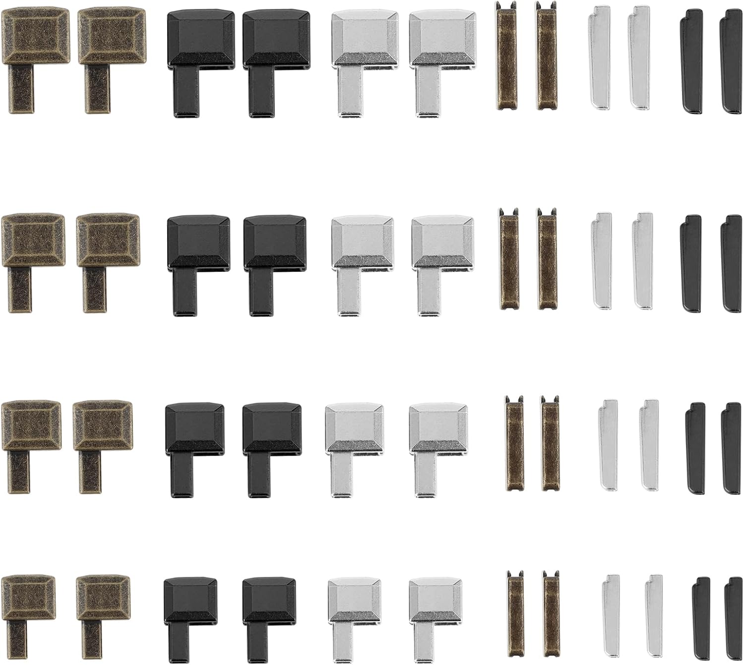Gjinxi 48 Pcs Metal Zipper Latch Slider Retainer, 4 Sizes 3