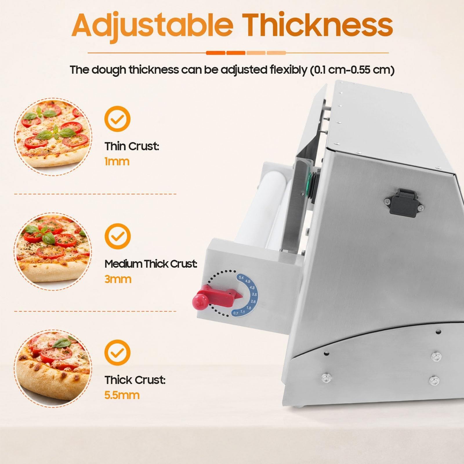 Máquina eléctrica de la prensa de masa de pizza, salida de 260 PC/hora