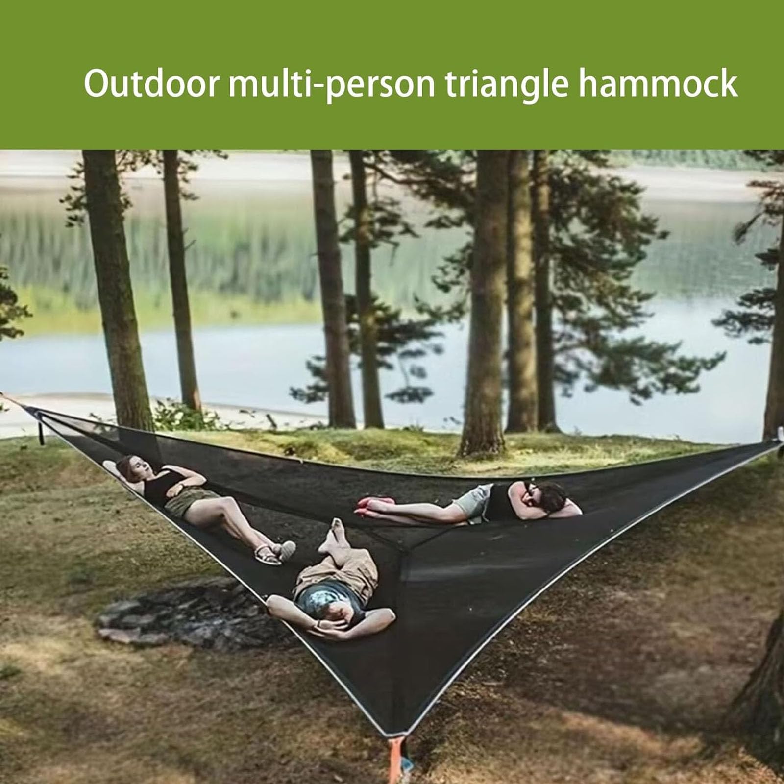 Dreieck-Hngematte, 4/2.8m Dreieck Camping-Hngematte, mit 3 Grtel- und  Mesh-Taschen, Aufbewahrungstasche, Max 400 Pfund, Multi Person tragbare  Hngematte fr Erwachsene, fr black 2.8*2.8*2.8meters : Amazon.de: Garten