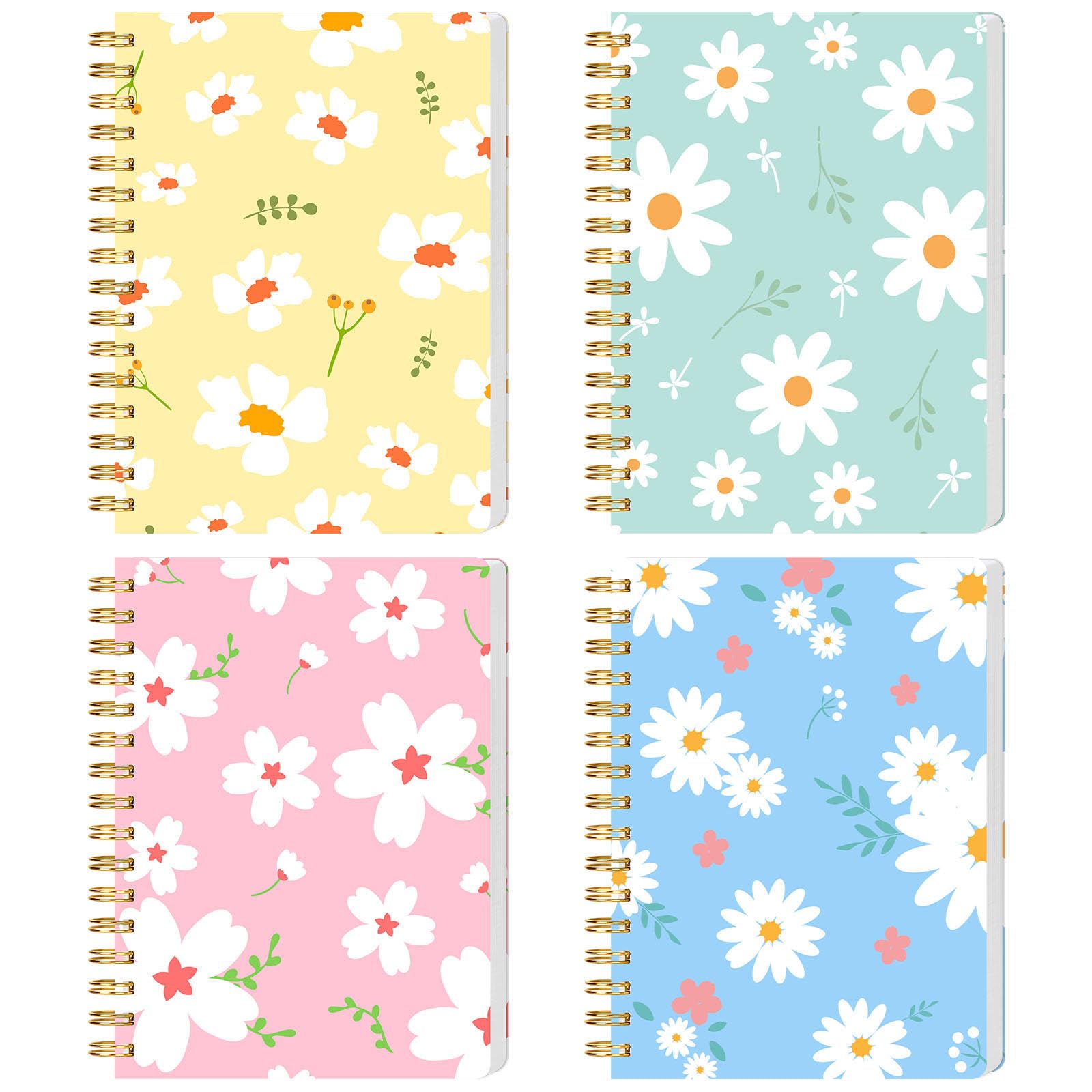 BOOKNOW 4 mini cuadernos en espiral A6, pequeños blocs de notas con rayas universitarias, bonitos cuadernos de bolsillo para mujeres, regalo de oficina, suministros escolares