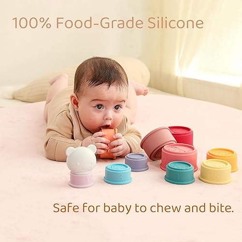 Miniatura 2 de TinyHalo Juguete Montessori de silicona para bebés, juguete Montessori para niños pequeños, juguete educativo para bebés, juguete de dentición para