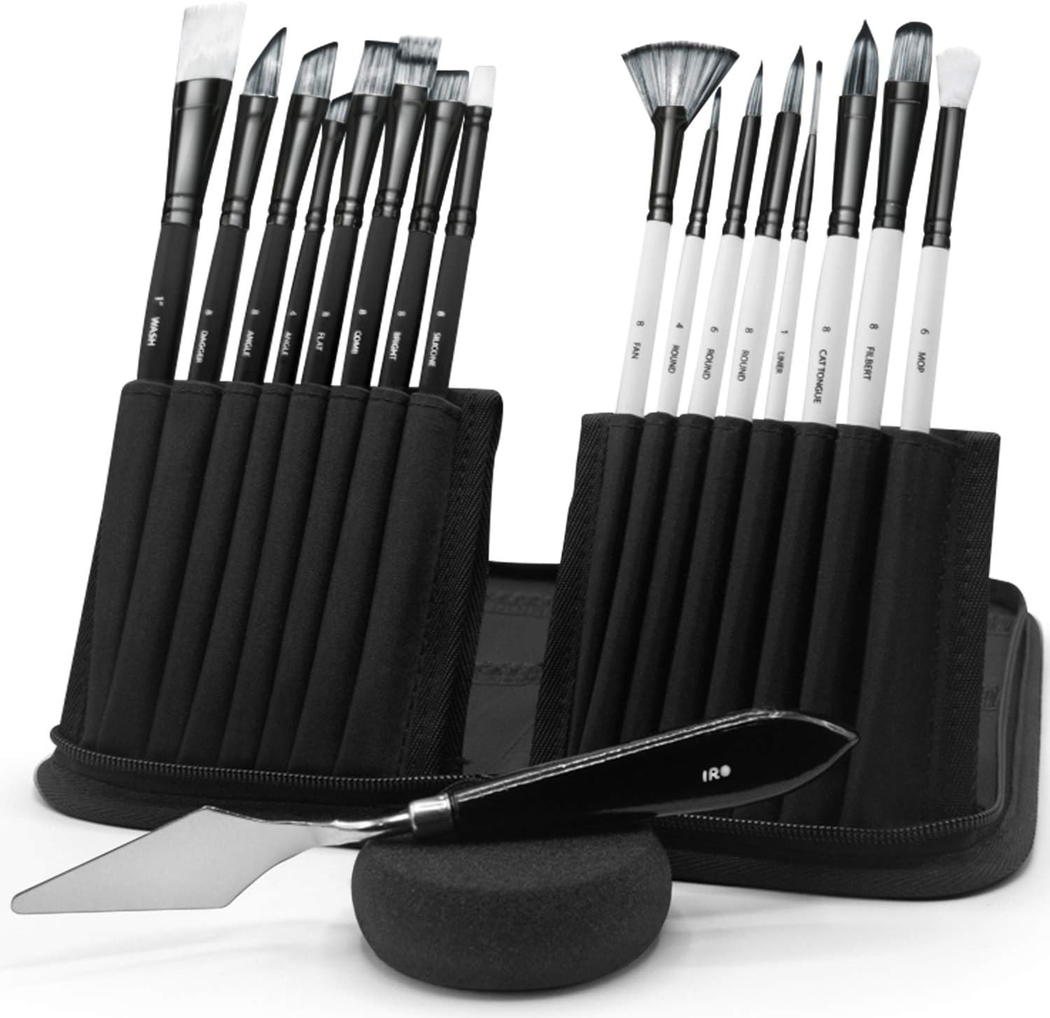 IRO Artist Paint Brush Set of 15 + 1. Flat and Round Art Brushes for