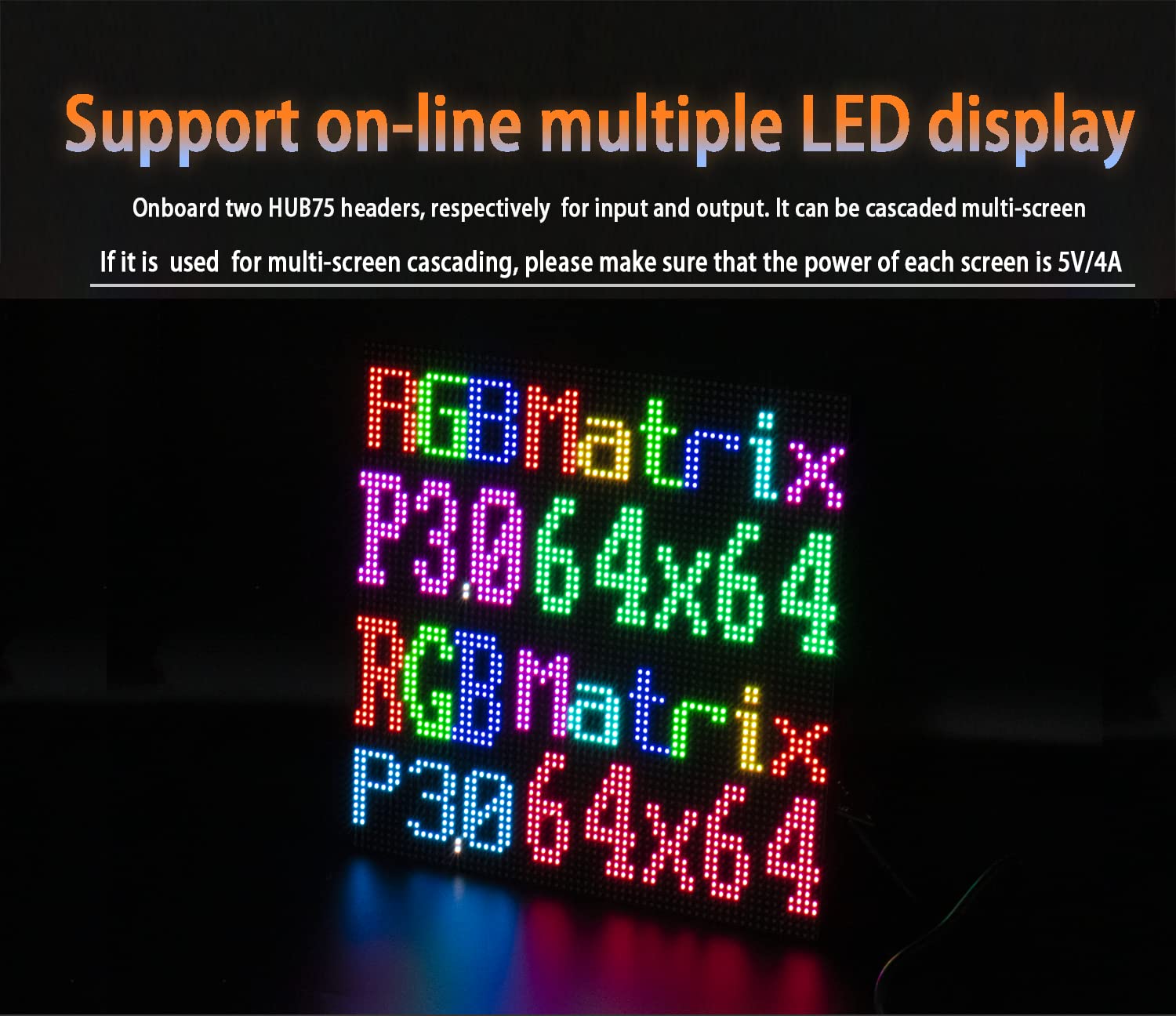 64 x 64 RGB LED Matrix Panel Full-Color Display per Raspberry Pi 4B+ 4B 3B+ 3B 2B+ Zero W WH 2W Pico ESP32 Ardui 3mm Pitch 4096 LED