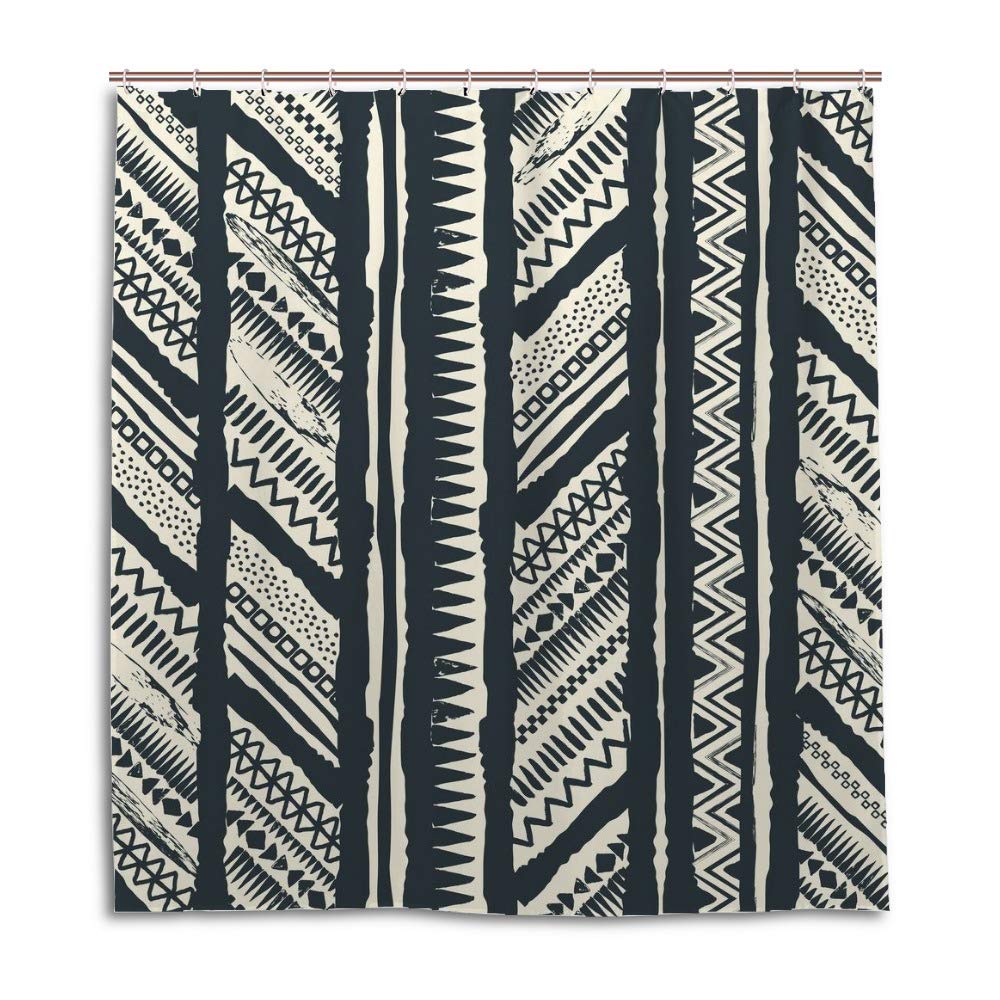 Rideau de douche imperméable tribal en tissu pour stopper l'eau sur le sol de la salle de bain
