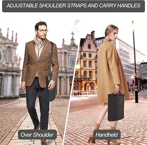 Miniatura 6 de bruwaa Bolsa enfriadora de vino para 2 botellas, a prueba de fugas, acolchada, con asa y correa de hombro ajustable, para viajes, degustación de