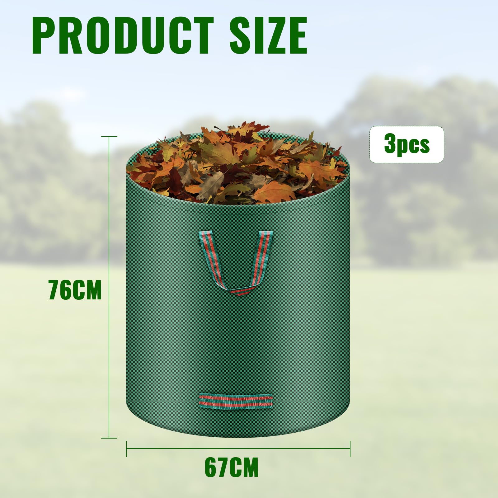 Tapvai 3X 272L Sacs de Jardin Indéchirables, Gants Inclus, Sac Jardinage Déchets, Autoportant, Big Bag Avec Poignées, Étanche, Pliable Et Réutilisable, Sac Végétaux Jardin