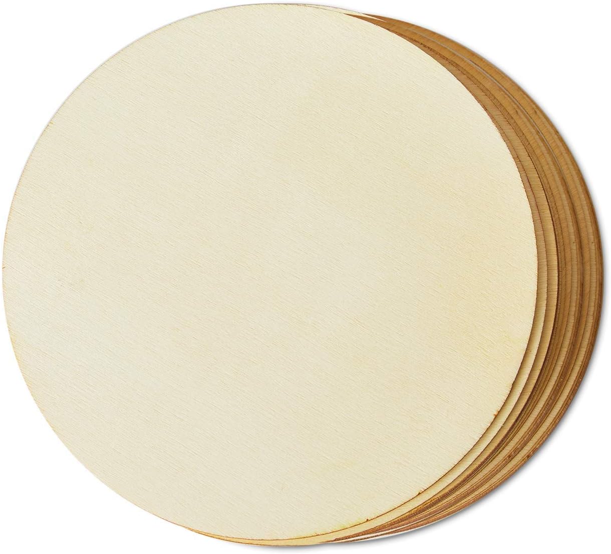 Wood Circles for Crafts, 12-Count Unfinished Wooden Round Disc Cutouts, 6 Inches in Diameter