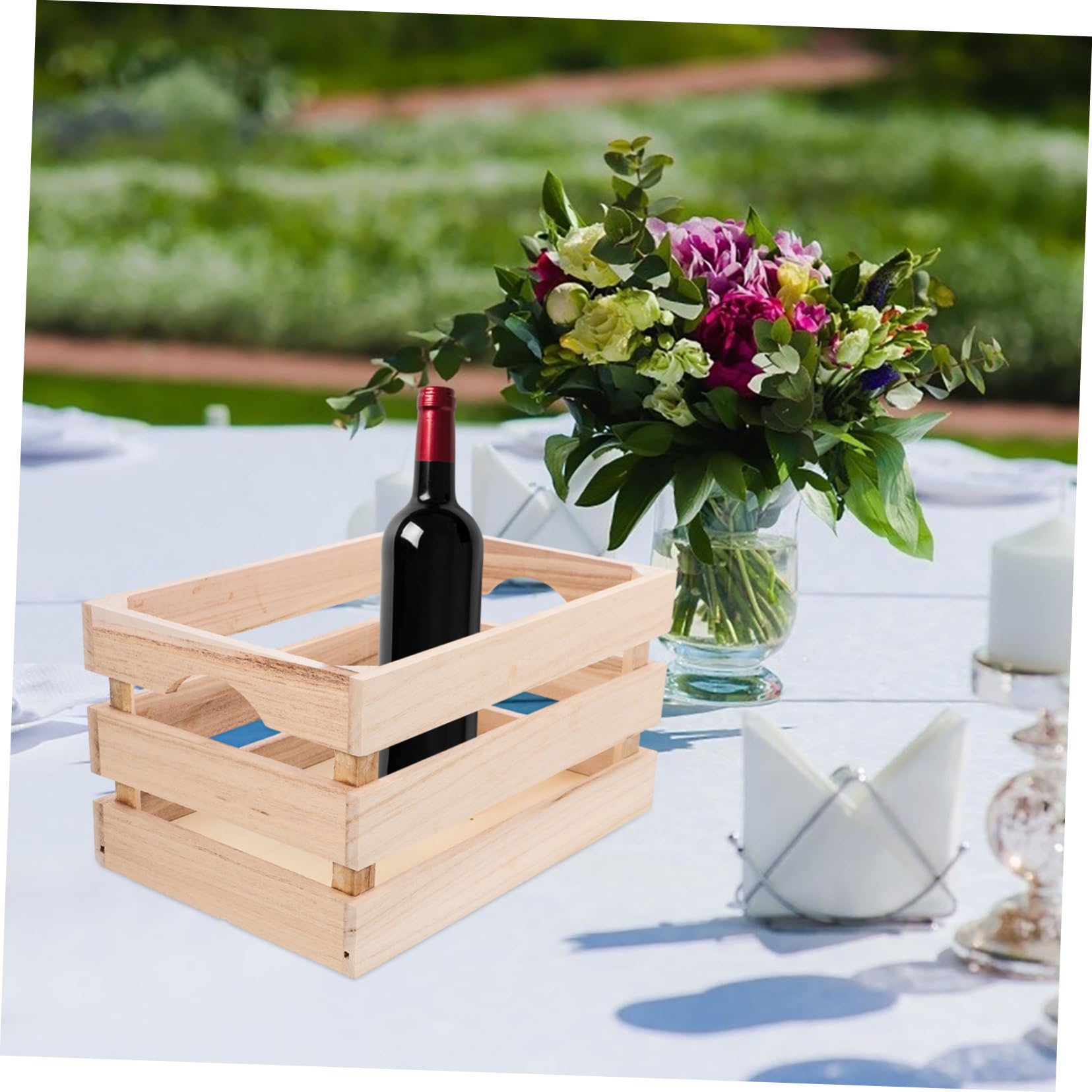 PRETYZOOM Caja de Almacenamiento de Madera Diseño de Cesta de Color Claro