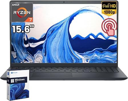 Dell 15 Touchscreen Laptop Computer, AMD Ryzen 7 7730U 8 Cores, 16GB DDR4-3200MHz, 512GB SSD, 15.6" FHD Touch Display, Radeon Graphics, Lifetime Windows 11 Pro for Business & Students, HD Webcam