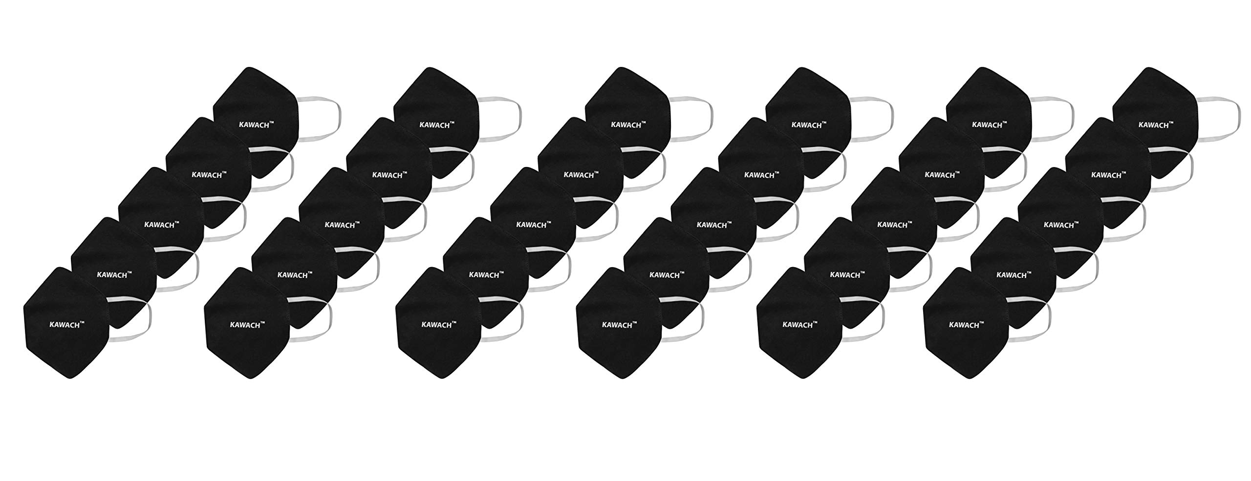 E - Tex Kawach Cotton Reuseable Face Mask (Black, Without Valve, 30 Pieces) for Unisex