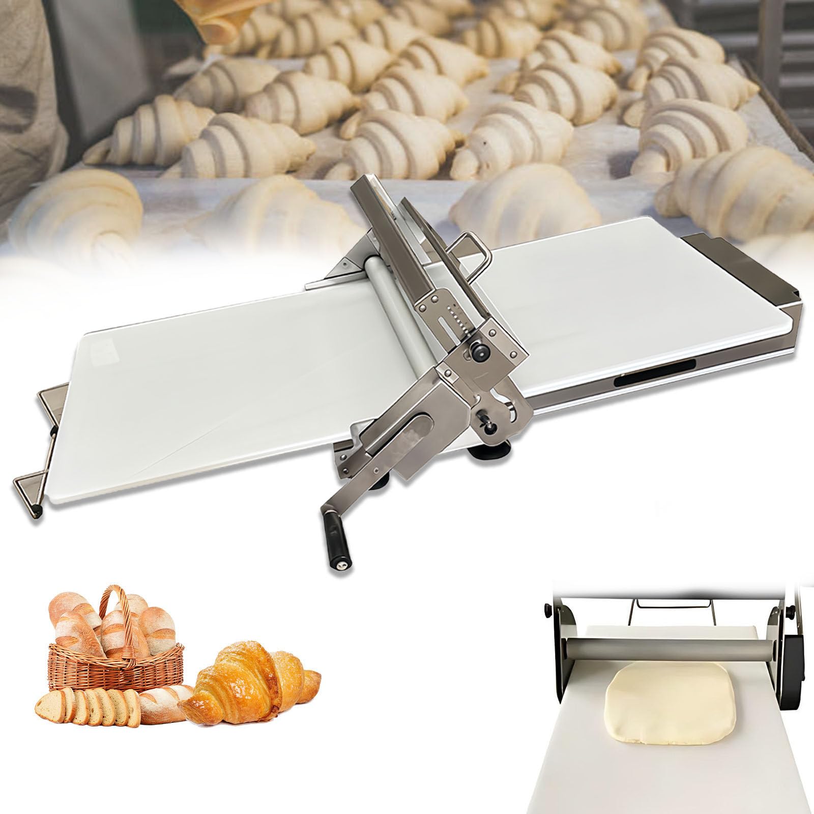 Sfogliatrice manuale per panetterie e pasticceria, efficiente rotolamento e piegatura per croissant, pizza e pasta sfoglia