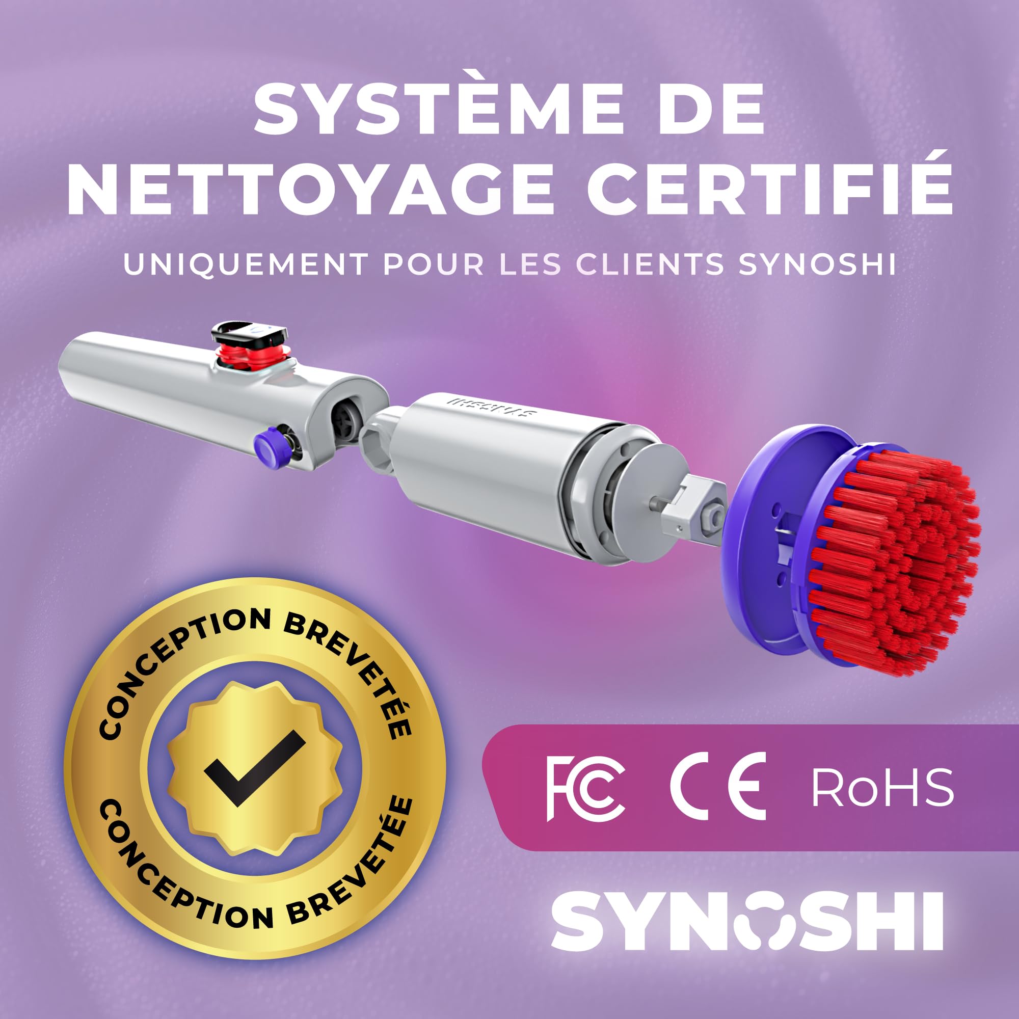 Synoshi Pro Brosse Rotative Électrique Nettoyage Salle de Bain Automatique | 2 vitesses, batterie longue durée, Idéale salle de bain, cuisine, voiture, Accessoires modulaires