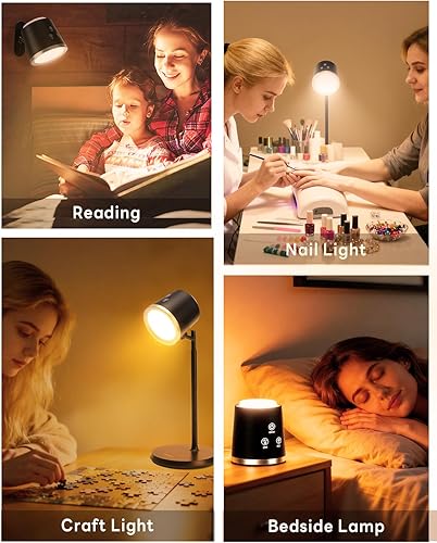 Miniatura 8 de Lámpara de escritorio inteligente con atenuación automática con puerto de carga USB, 3 modos de color, luz de cuello de cisne ajustable, lámpara LED