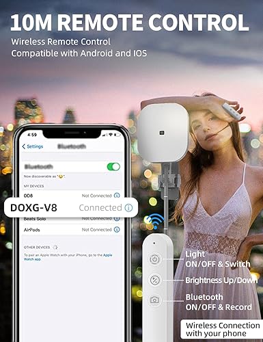 Miniatura 7 de Soporte de teléfono para grabación, soporte de teléfono superior con luz, kit de creación de contenido plegablerecargable con batería de 3600 mAh
