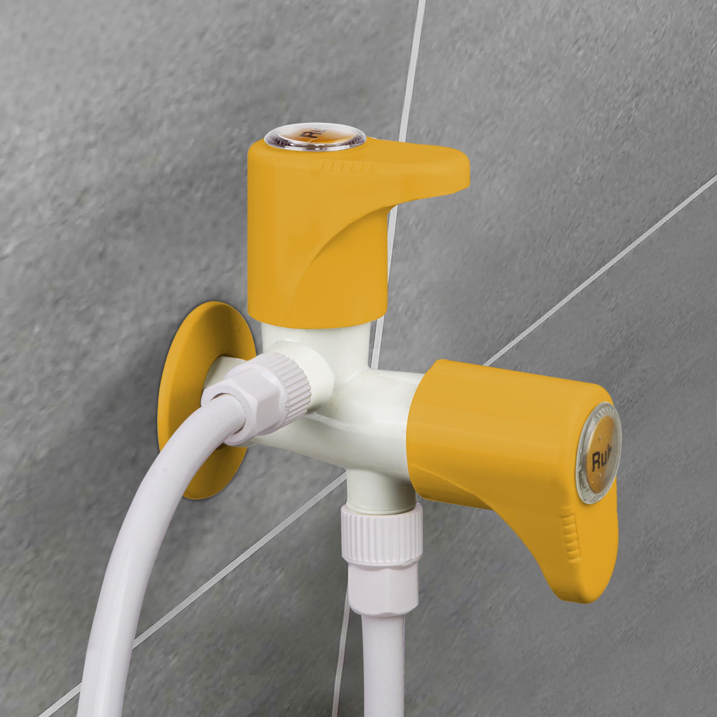 Ruhe PTMT/Plastic Gold Oval Collection 2 in 1 Angle Cock Double Handle with Wall Flange (Ivory Colour) (B0CRR1LTH4) Amazon Price History, Amazon Price Tracker