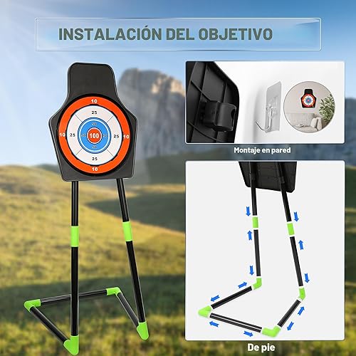 Vista 7 de Juego de arco y flecha para niños, paquete de 2 unidades con luz LED con 20 flechas de ventosa, juguete para interiores y exteriores para niños
