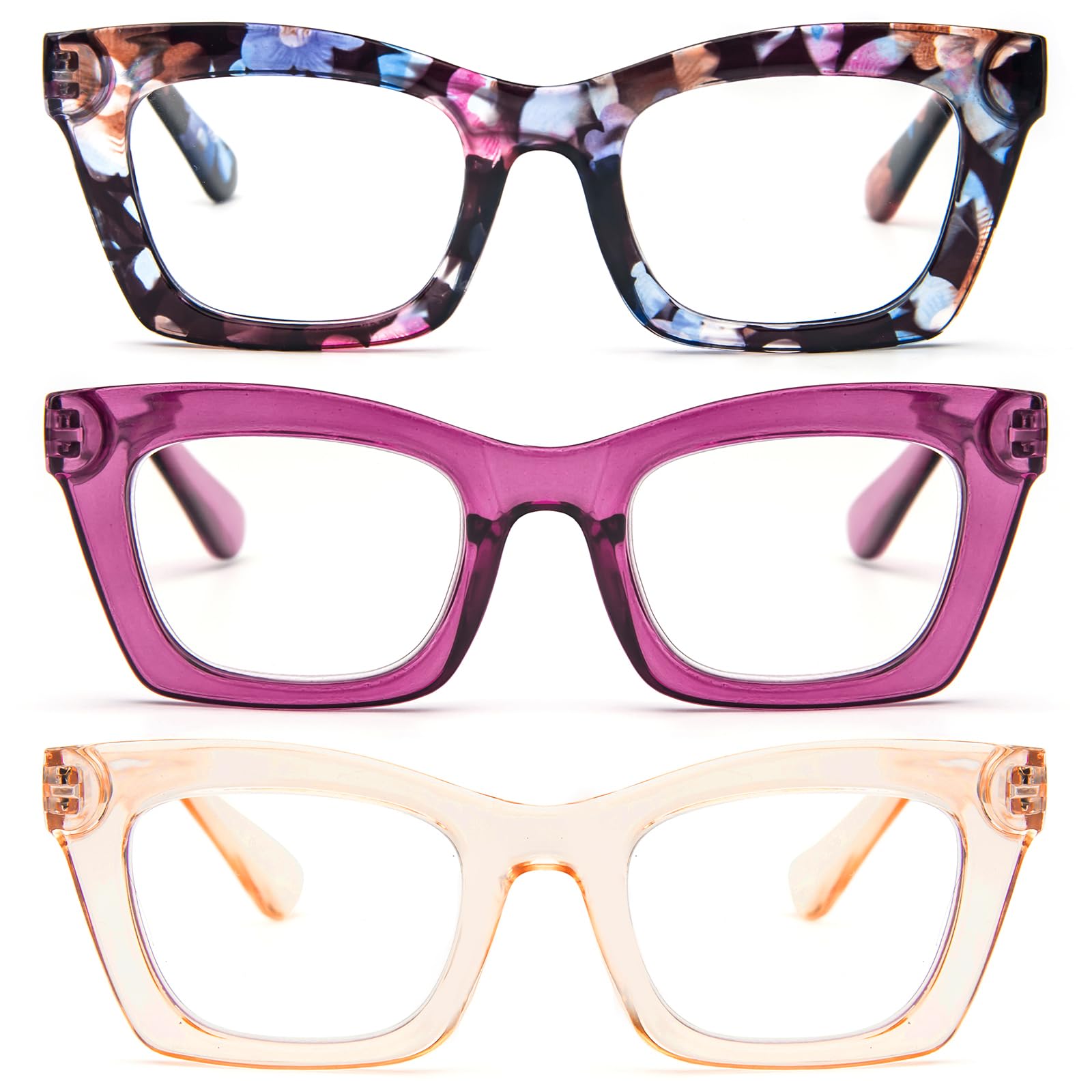 REAVEE Oprah Style Reading Glasses for Women, Blue Light Blocking Stylish Oversized Computer Readers Spring Hinge