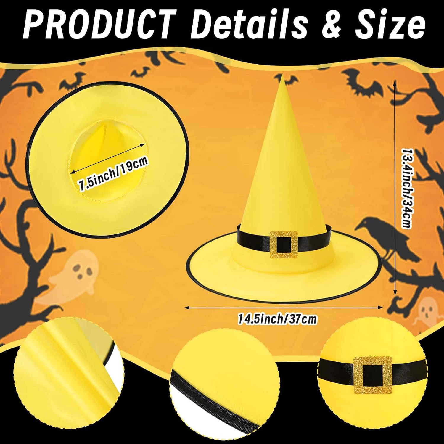 4 Pcs Halloween Couple Monkey and Yellow Costume Set Include Yellow Hat Black Polka Dots Tie Monkey Ears Headband Tails for Cosplay Unisex Dress up - Image 2