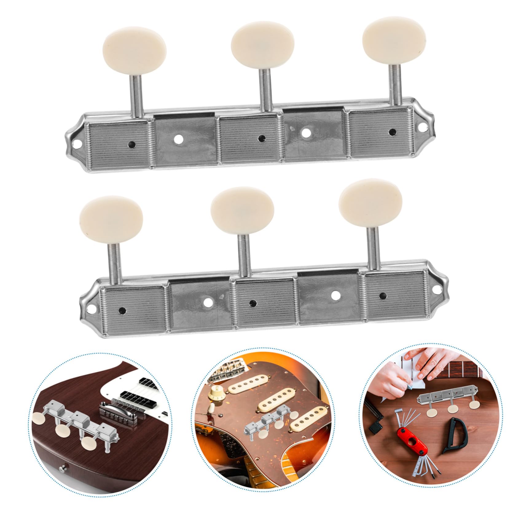 YARNOW 1 Paio Di Accordatori Per Strumenti Musicali Manopole Per Chitarra Elettrica Accordatori Per Chitarra Elettrica Accordatori Per Chitarra Elettrica In Metallo Argentato