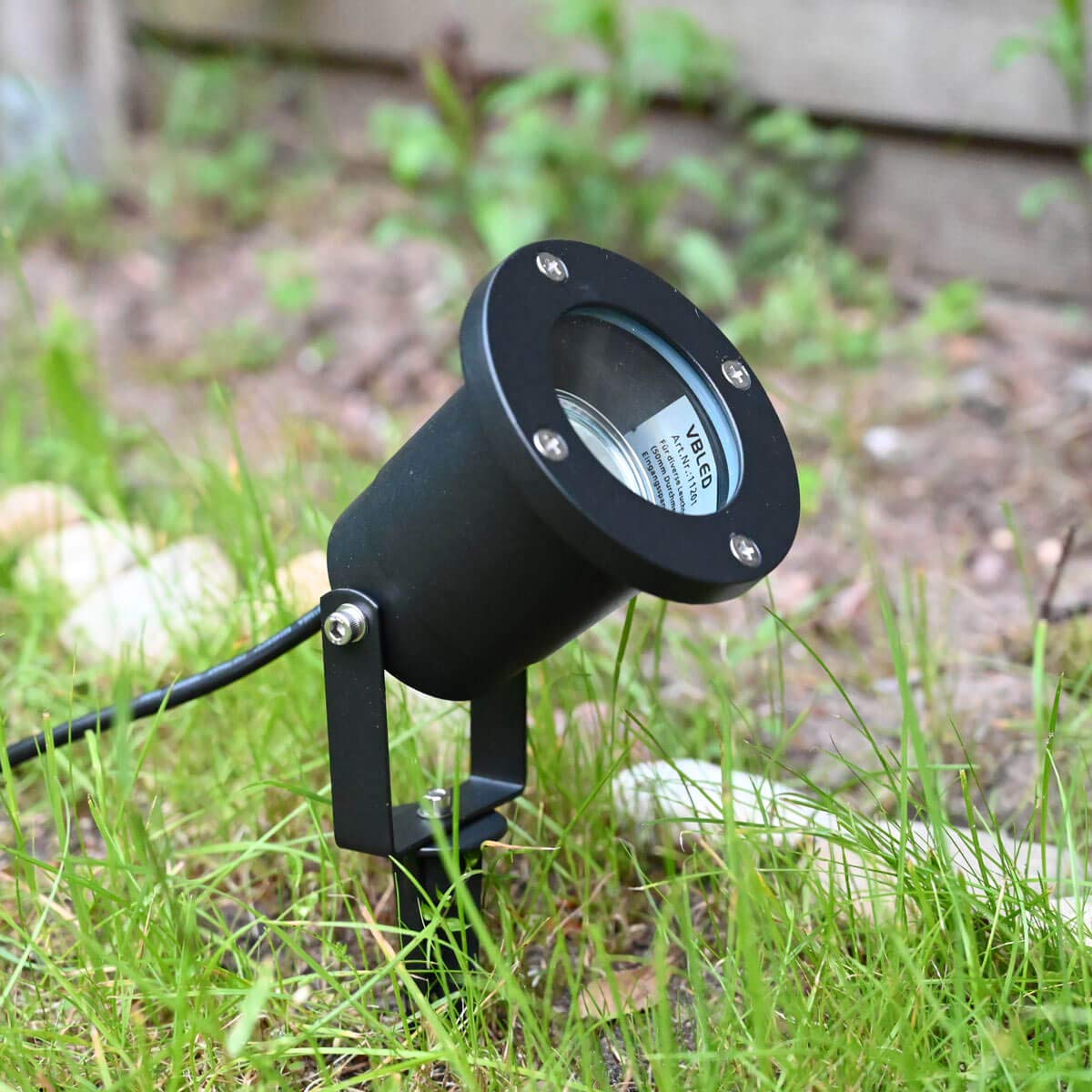 VBLED Gartenstrahler STAGNUM, Schwarz, IP65 – Für MR16 12V, Mit Erdspieß, 150 Mm Hoch