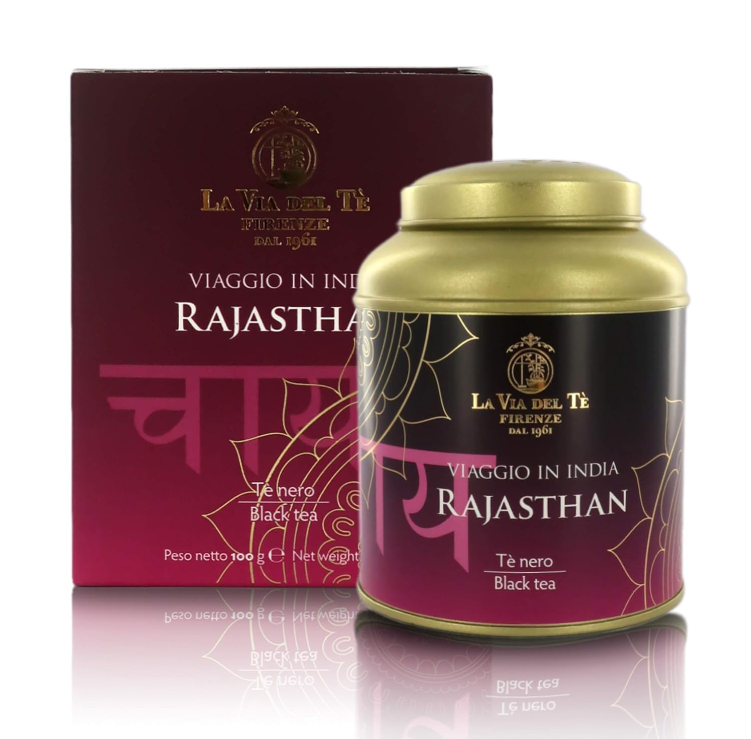 La Via del Te Rajasthan, Indian Loose-Leaf Black Tea with Spices in Tin Can, 100g / 3.53oz