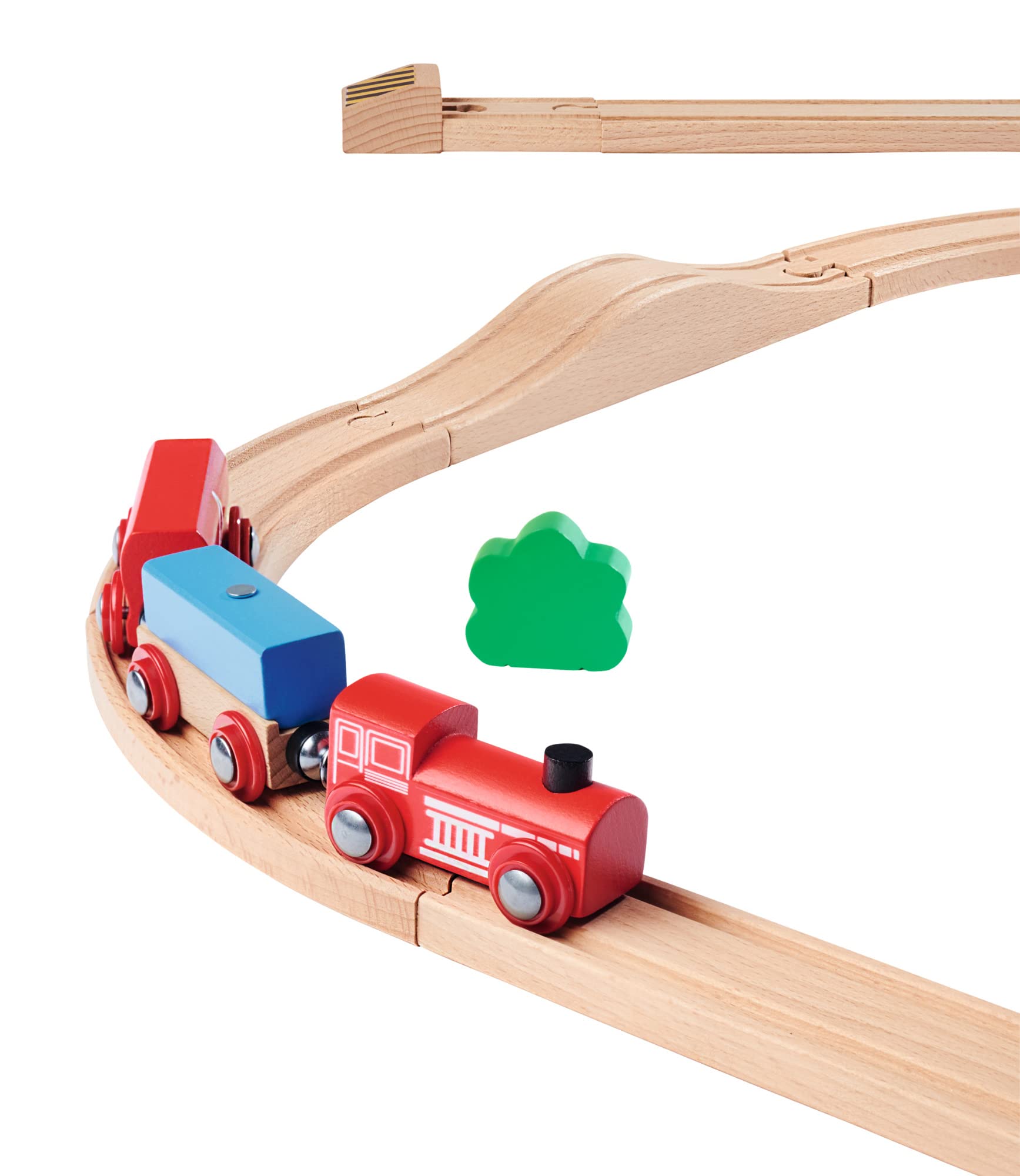 Eichhorn Schienenbahn 100006205 Feuerwehr-Set, 33 teilig, 295 cm Streckenlänge, FSC zertifiziertes Buchenholz, verbaubar mit Anderen Schienenbahnsystemen