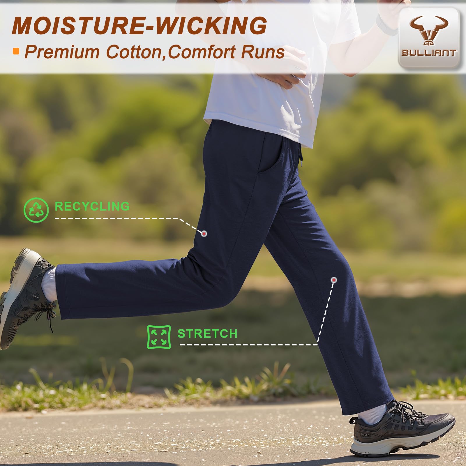 BULLIANT Pantaloni Jogging Uomo, Pantaloni Sportivi Uomo Lunghi in Cotone,Tuta da Ginnastica Jogger per Allenamento Casual