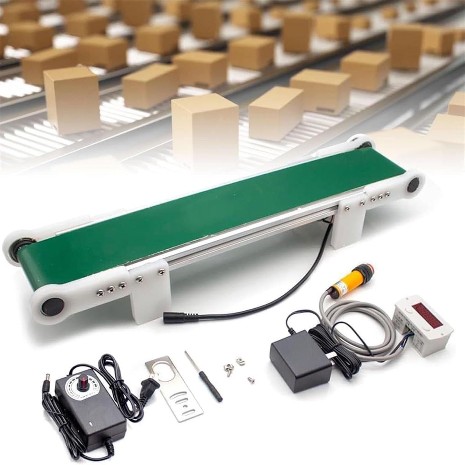 Cinta transportadora de escritorio con conteo automático, velocidad ajustable, transporte de carga eléctrica para laboratorio de ciencias, línea de producción, 70 cm