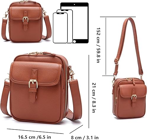 Miniatura 6 de Bolso bandolera bandolera de cuero pequeño para mujer, estilo vintage, antirrobo, de gran capacidad, mini bolso de hombro