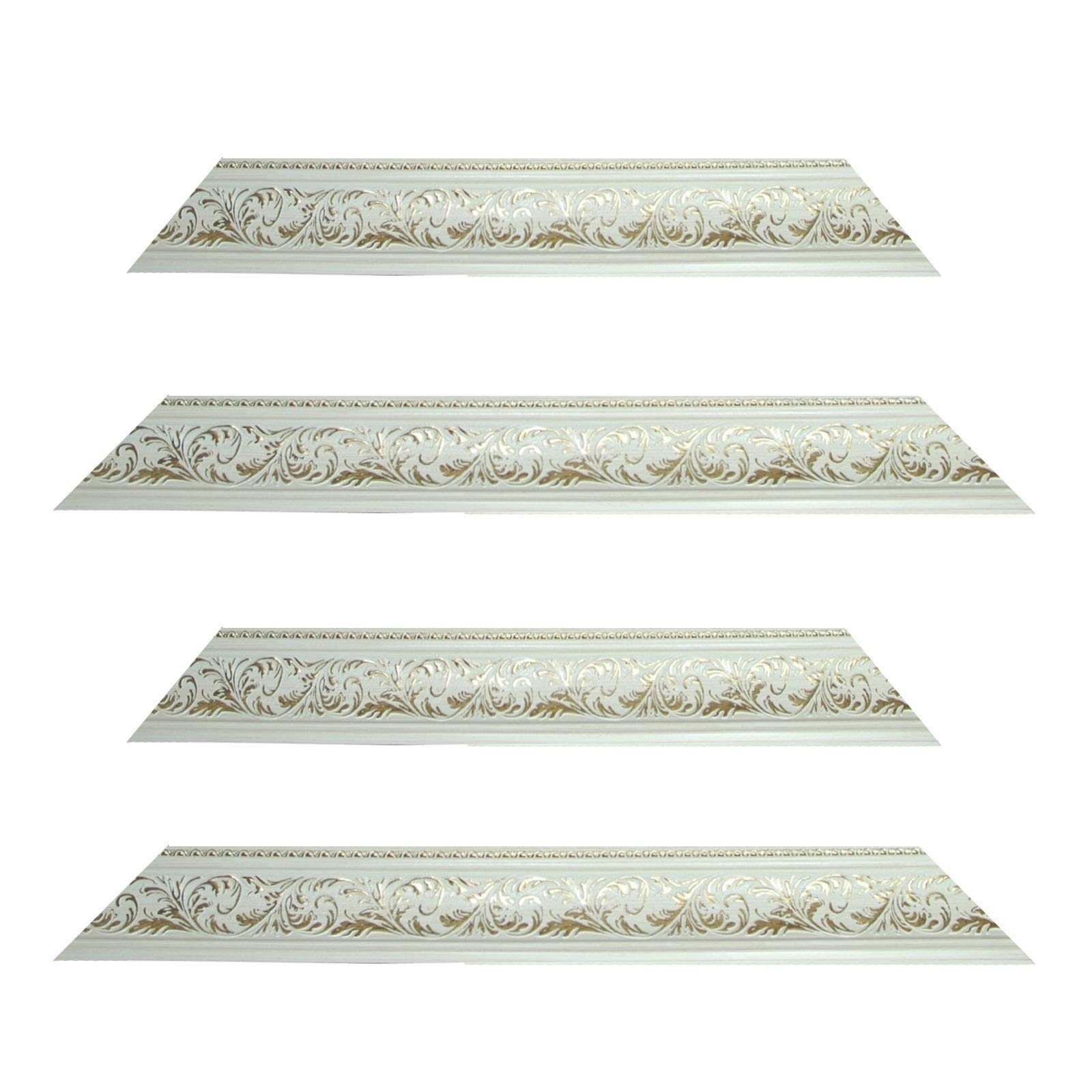 Cadre baroque en or gris et blanc 61x91 cm de fabrication artisanale d'exception