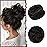SOFEIYAN Claw Clip Messy Bun Hair Piece Wavy Curly Hair Bun Clip in Claw Chignon Ponytail Hairpieces Synthetic Tousled Updo Hair Extensions Scrunchie Hairpiece for Women, Darkest Brown Tend to Black