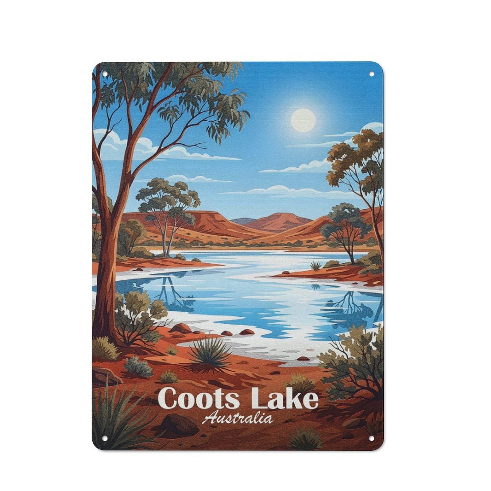 Creative Coots Lake Australia Landscape Art Tin Sign 40x30cm, Study Room Decor for Workspace, Cafe, Shop Or Desk Area