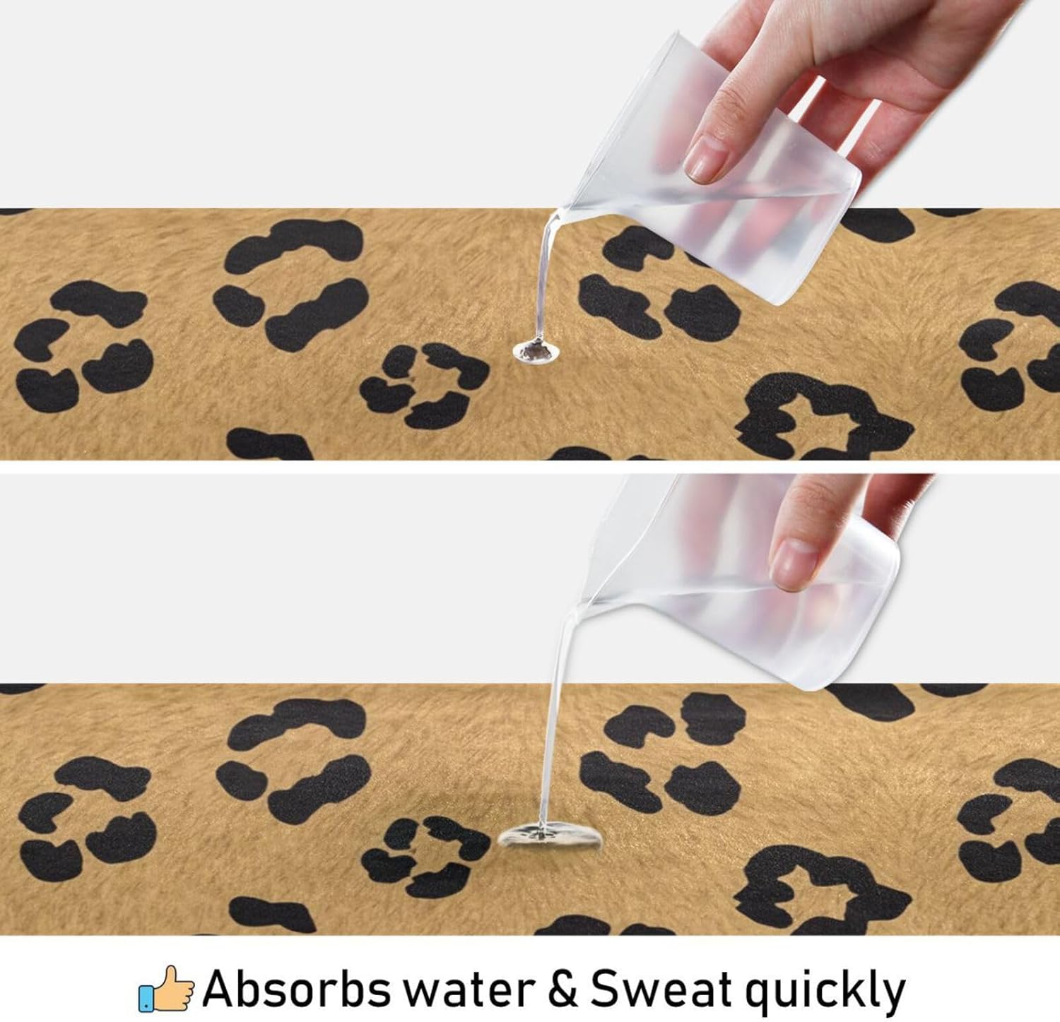 Yoga Mat Towel Leopard Non-Slip Yoga Towel with Silicone Grip，73x27 Inch Soft Fabric & High Absorbent for Pilates, Fitness Exercise