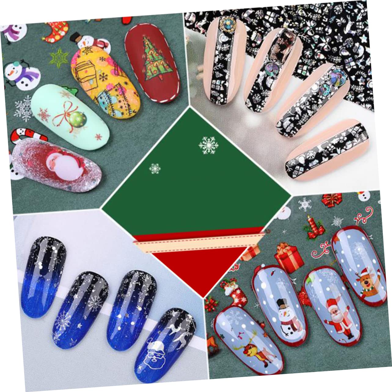 Beaupretty 6 Juegos calcomanías de arte de uñas pegatinas de uñas pegatinas navideñas para adhesivos hoja de arte de de vacaciones láminas de de