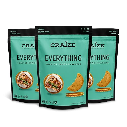 Craize Everything Crisps - Galletas de maíz tostadas sin gluten, veganas, kosher, paquete de 3, 4 onzas cada una