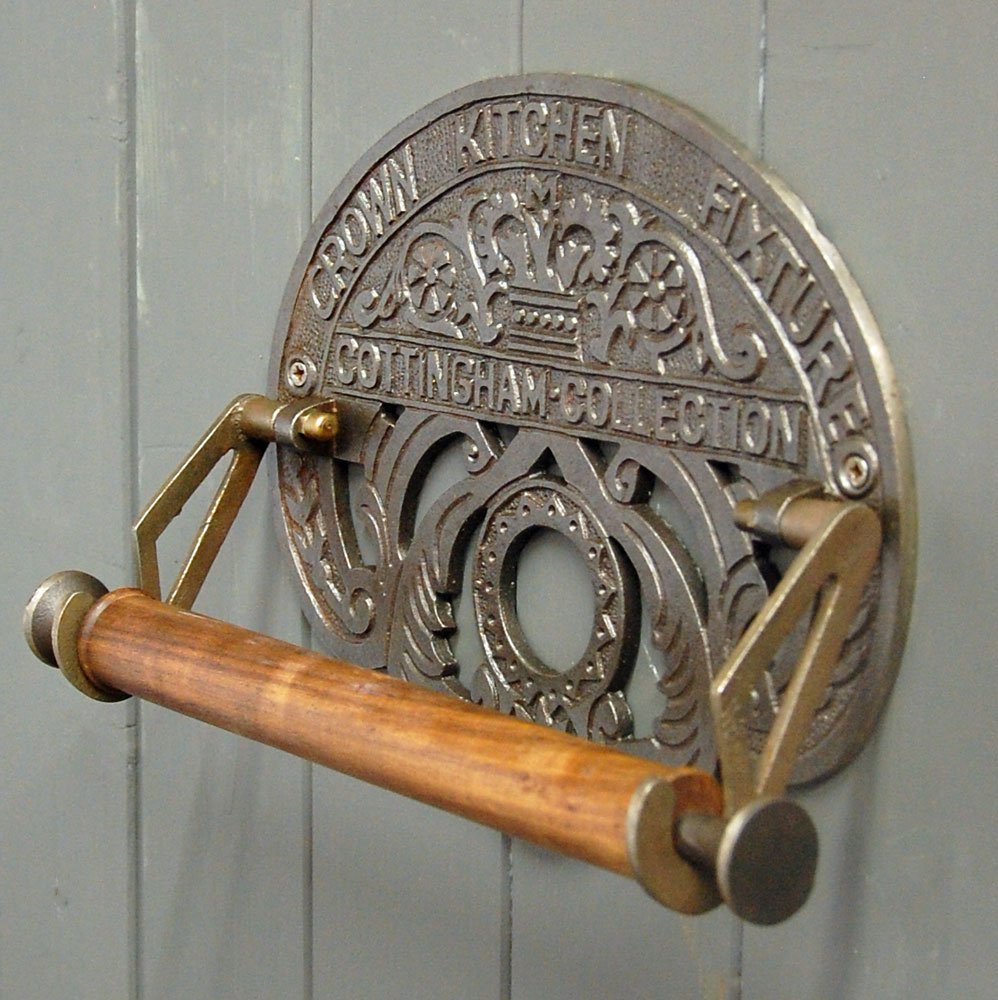Bowley & Jackson Antique style cast iron crown wall mounted kitchen roll holder